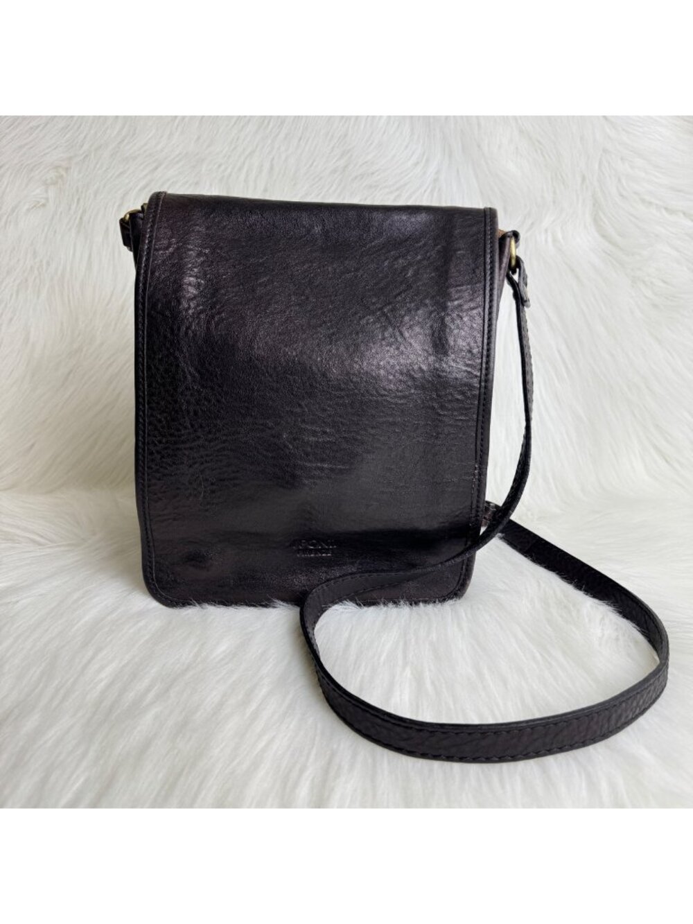 I Ponti Firenze Brown Leather Crossbody Bag Italy Double Compartment Purse